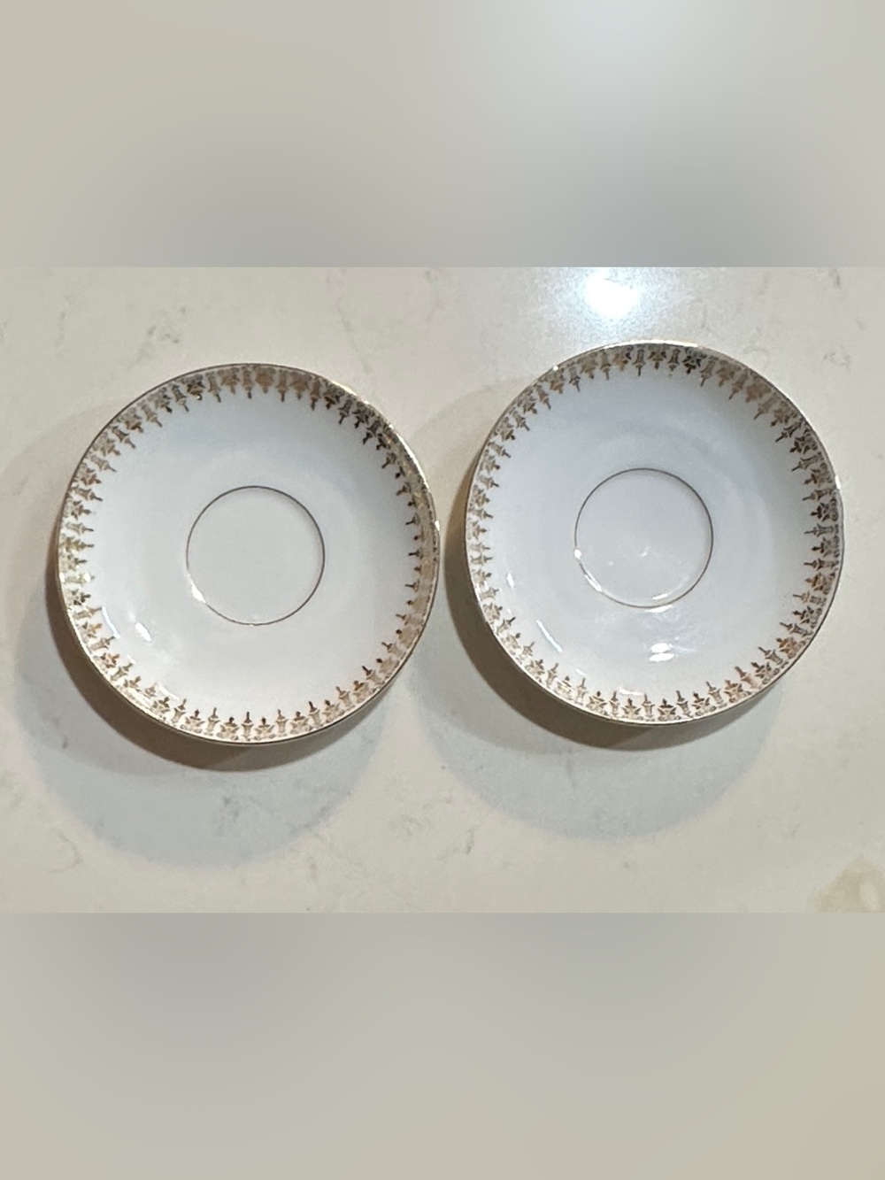 Vintage Fine Procelain CT Carl Tielsch Intricate Gold Filigree Saucers Set of 2